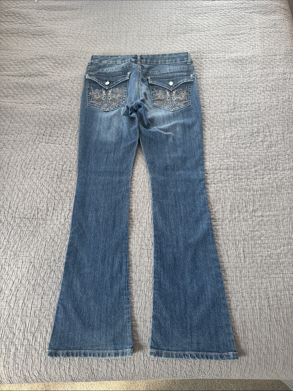 Mudd Embroidered Pocket Bedazzled Bootcut Jeans